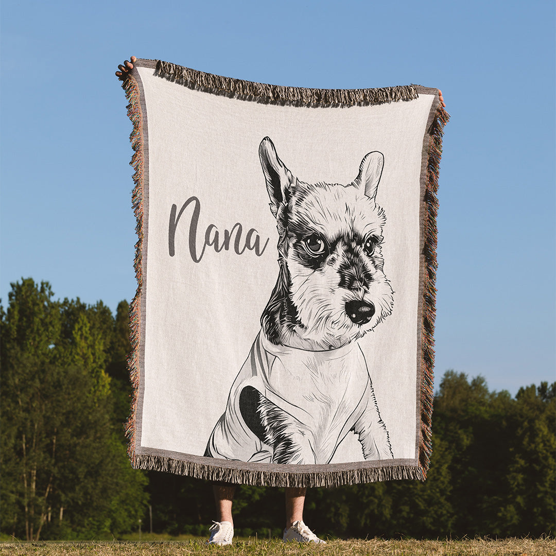 Personalized Dog Portrait Blanket (Woven & Fleece)