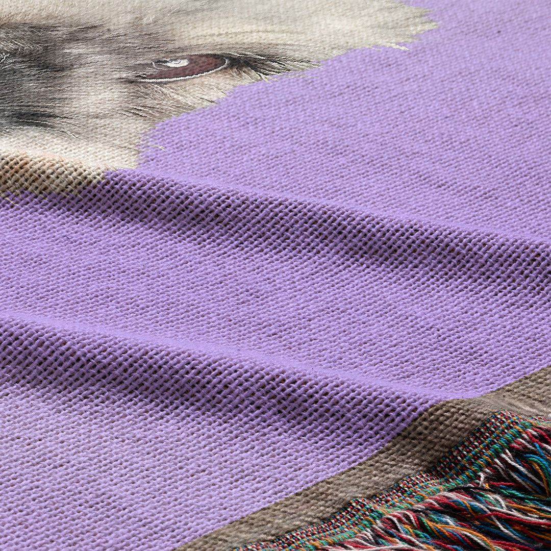 Personalized Purple Royal Dog Portrait Woven Throw Blanket (50″ x 60″)