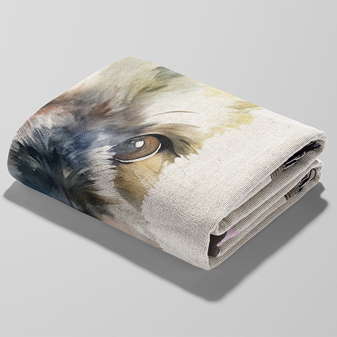 Personalized Watercolor Dog Portrait Woven Throw Blanket (50″ x 60″)