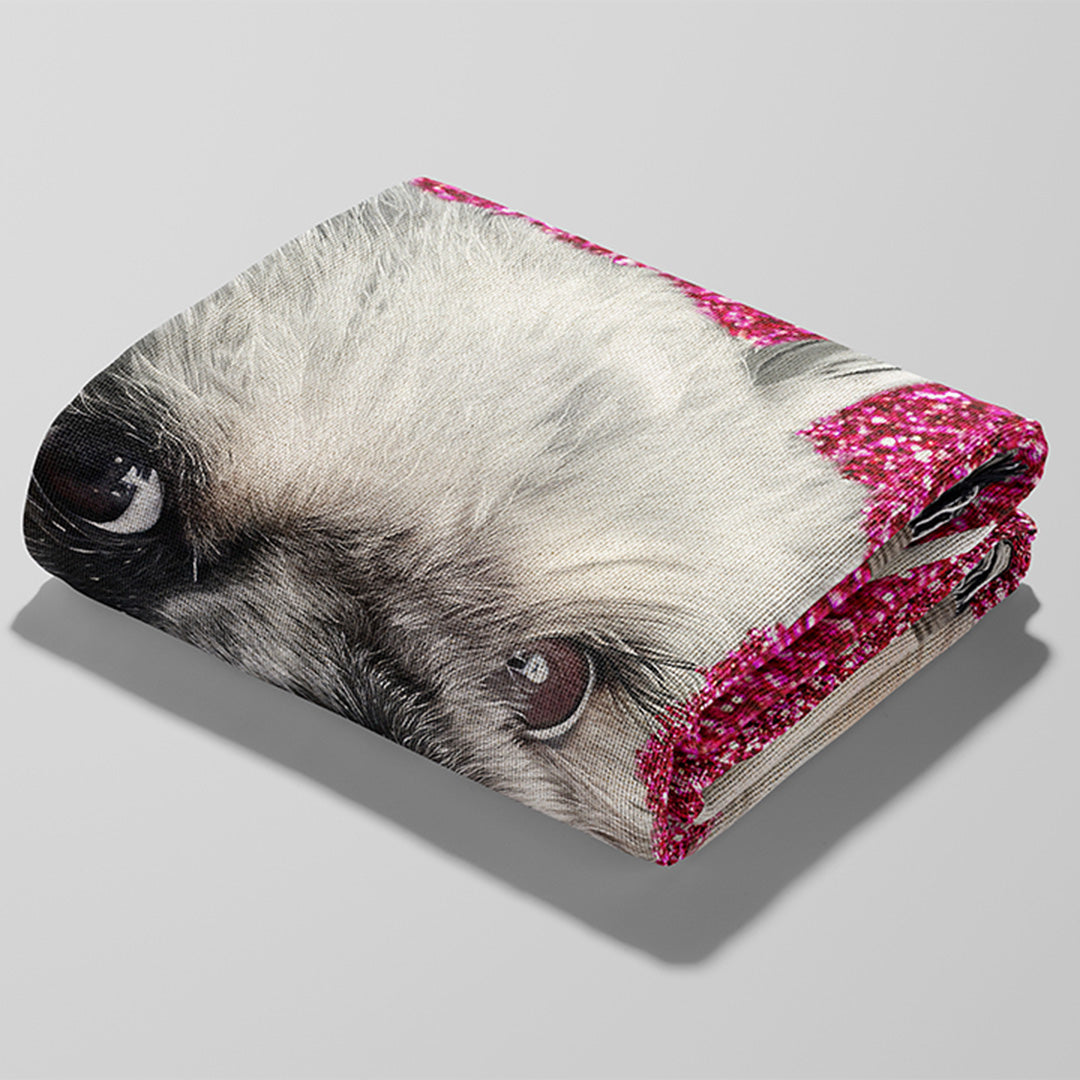 Personalized Sparkle Dog Portrait Woven Throw Blanket (50″ x 60″)