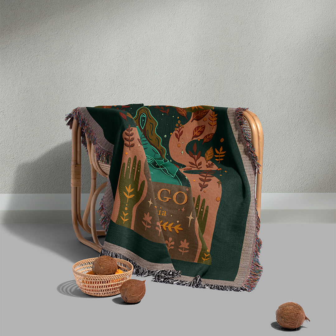 Personalized Virgo Zodiac Woven Throw Blanket - Custom Name Astrology Gift