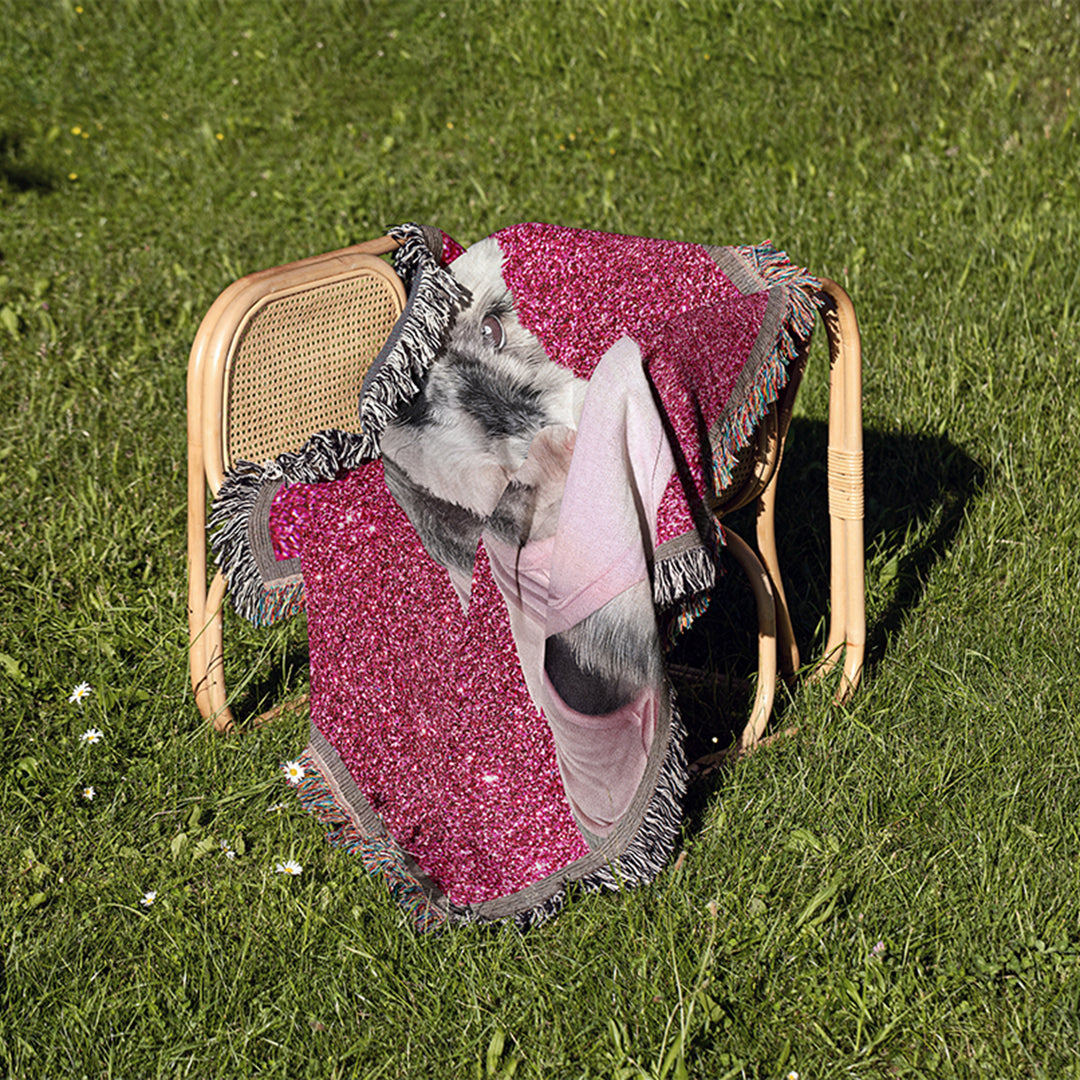 Personalized Sparkle Dog Portrait Woven Throw Blanket (50″ x 60″)