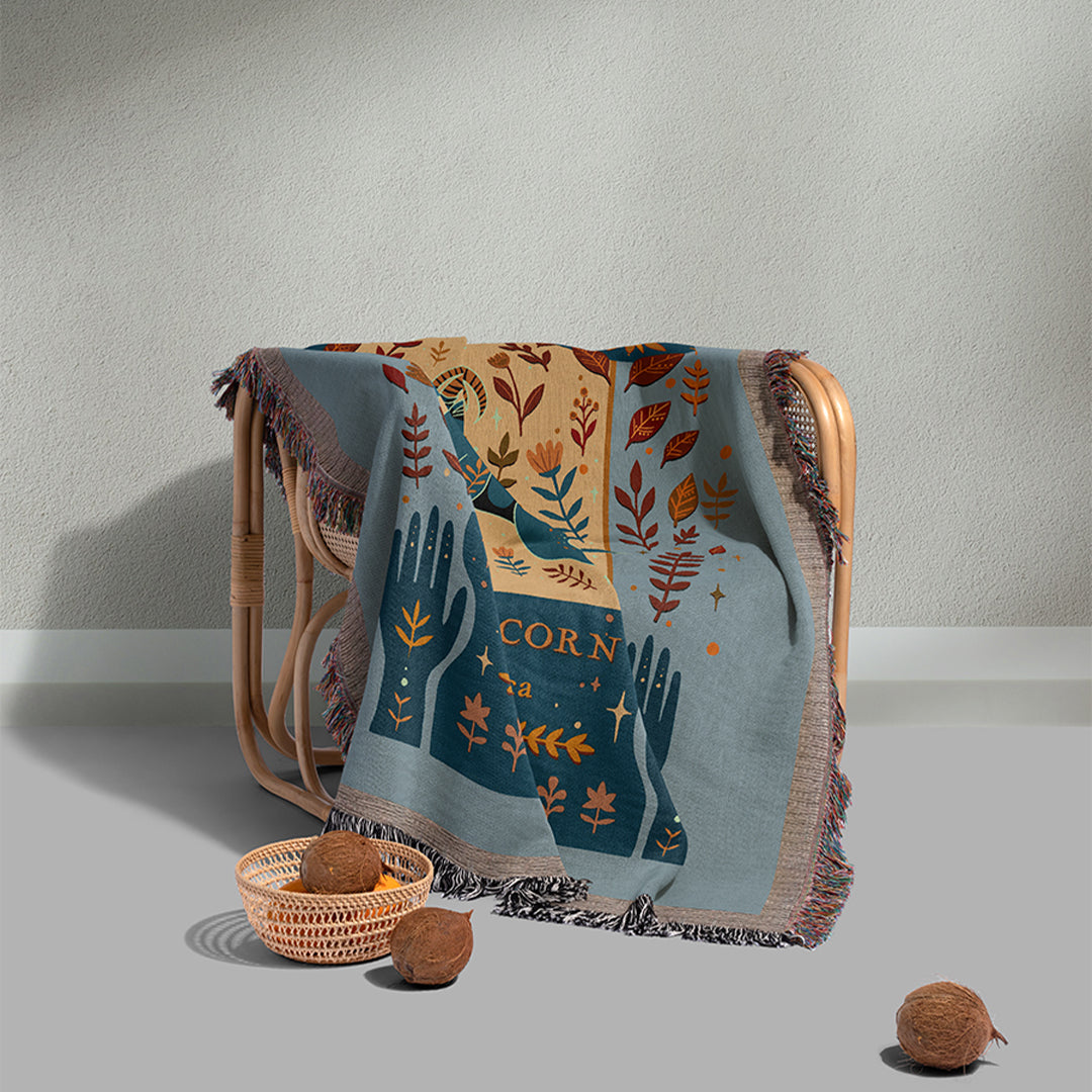 Personalized Capricorn Zodiac Woven Throw Blanket - Custom Name Astrology Gift