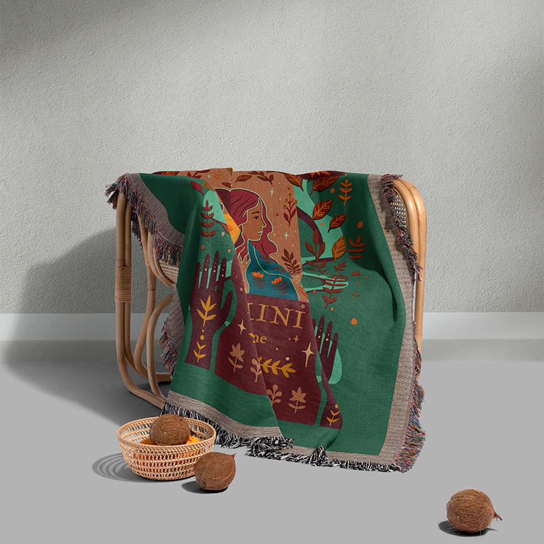 Personalized Gemini Zodiac Woven Throw Blanket - Custom Name Astrology Gift