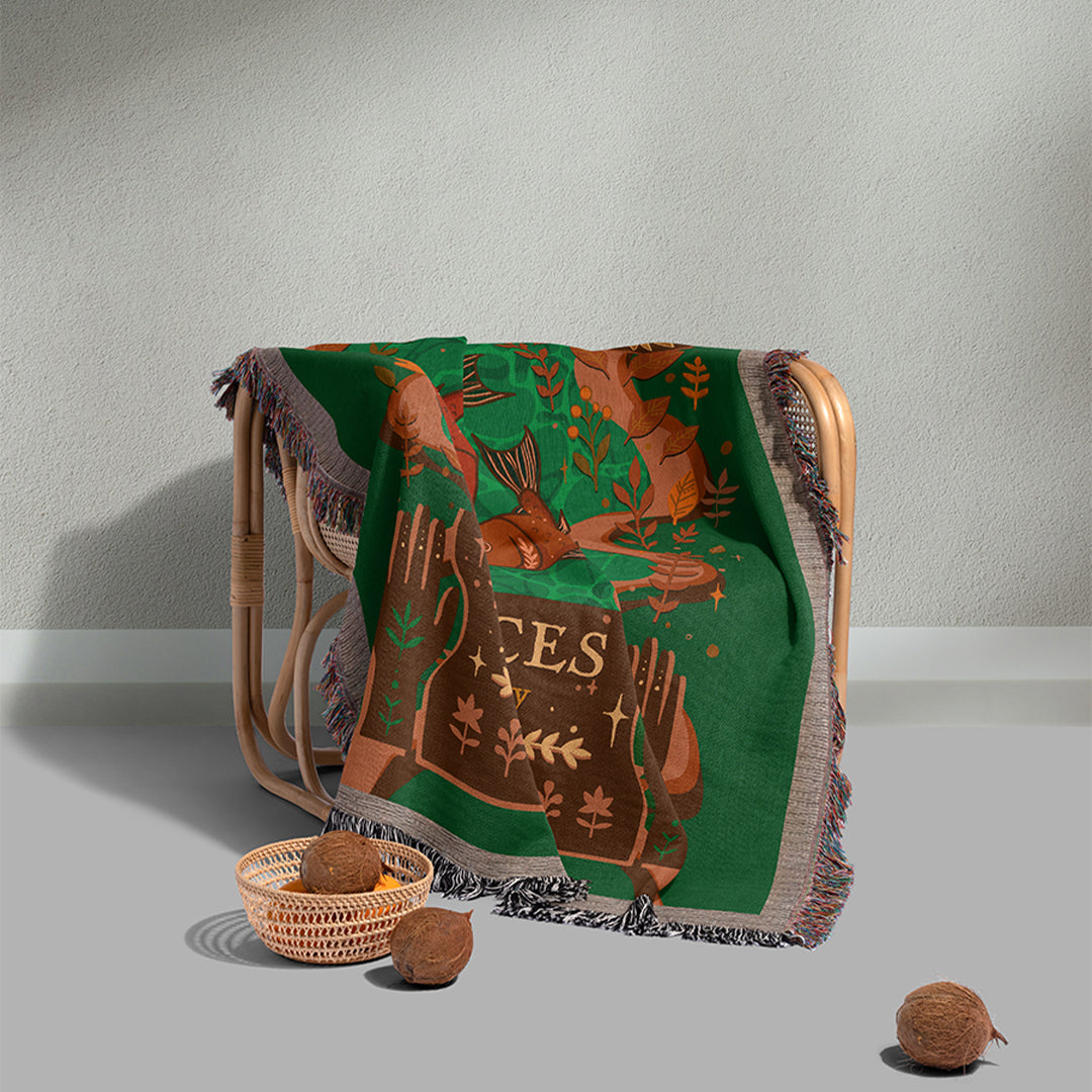 Personalized Pisces Zodiac Woven Throw Blanket - Custom Name Astrology Gift