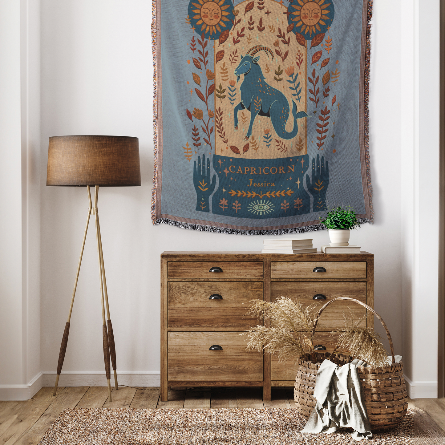Personalized_Capricorn_Zodiac_Woven_Thro_Tapestry_V_Mockup.png