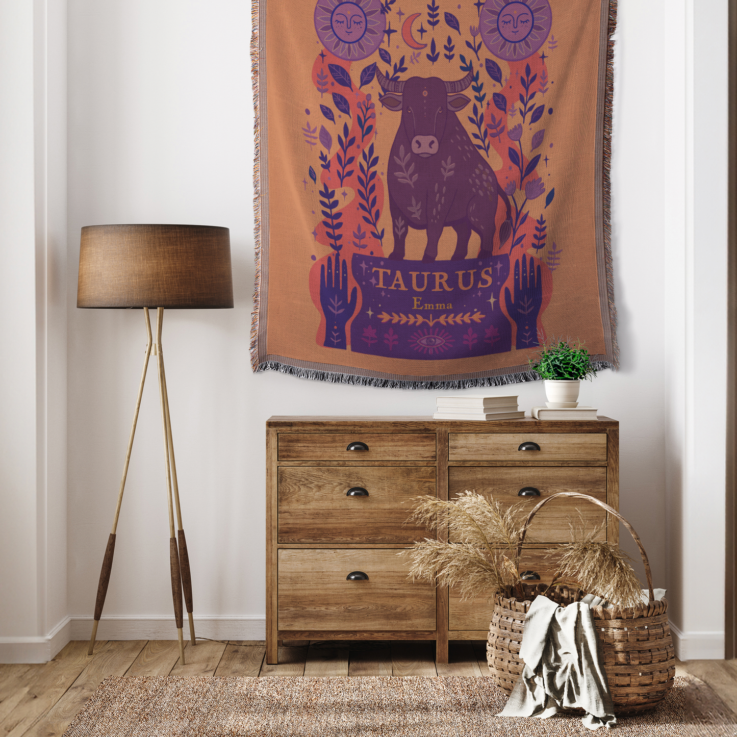 Personalized_Taurus_Zodiac_Woven_Throw_B_Tapestry_V_Mockup.png