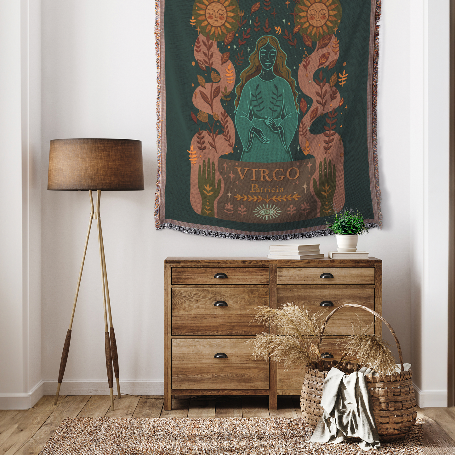 Personalized_Virgo_Zodiac_Woven_Throw_Bl_Tapestry_V_Mockup.png