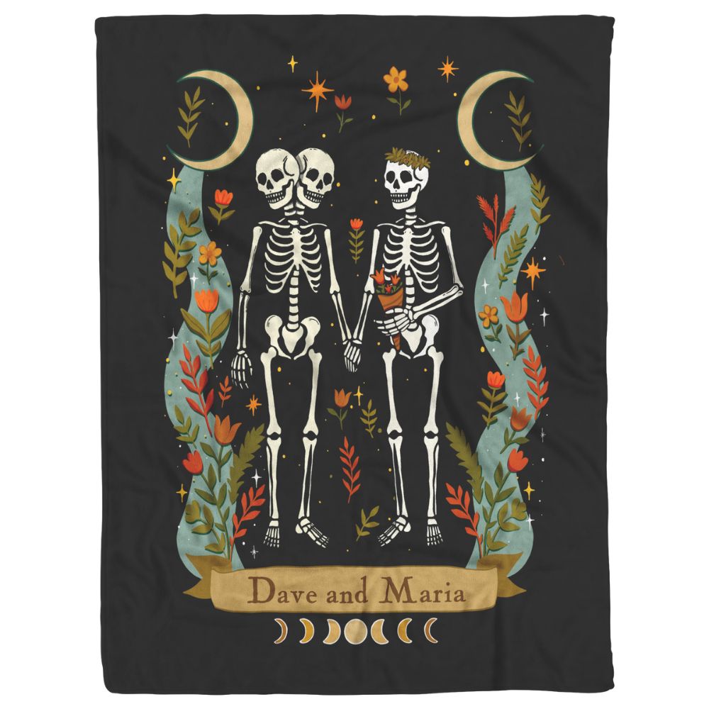 Personalized Zodiac Skeleton Couple Blanket (Woven & Fleece)