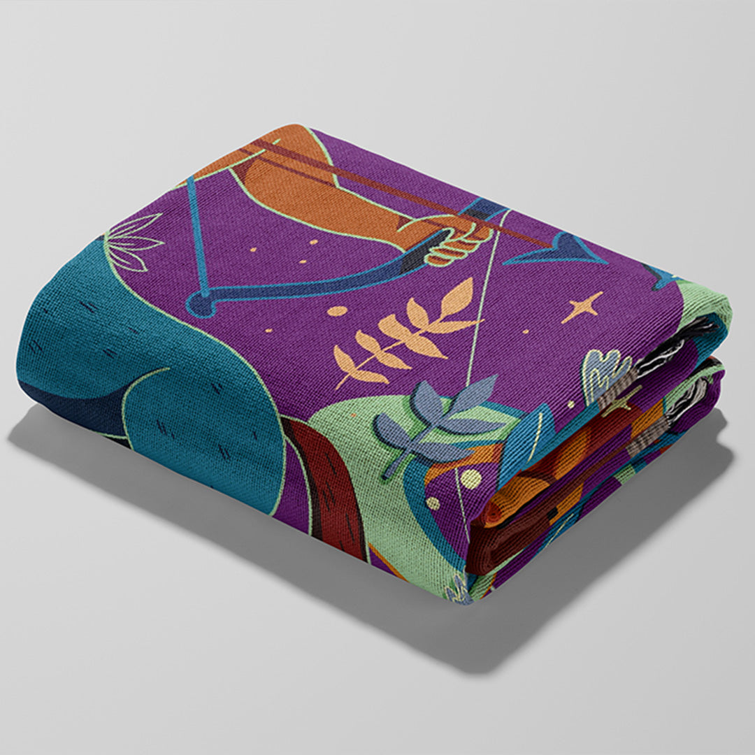 Personalized Sagittarius Zodiac Woven Throw Blanket - Custom Name Astrology Gift