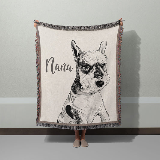Personalized Dog Portrait Blanket (Woven & Fleece)